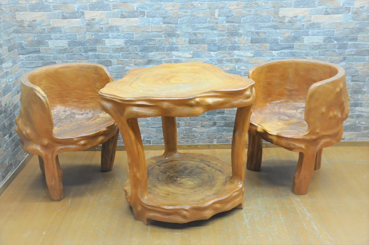 テーブルセット 椅子 2脚 木工品 ナチュラルウッド 希少品 を買い取りました！(^_-)-☆